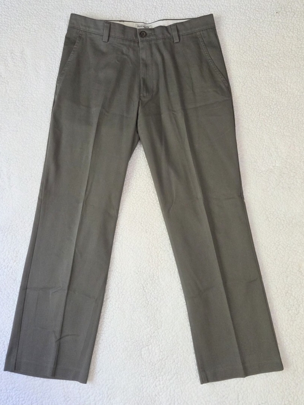 DOCKERS Straight Fit Slacks Chino Pants Flat Front Gray Mens